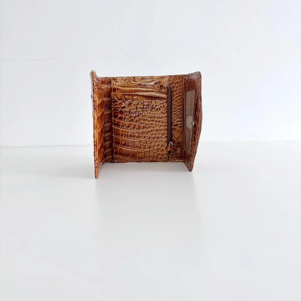 BRAHMIN SET OF 2 ALLIGATOR CROCODILE WALLETS BROWN